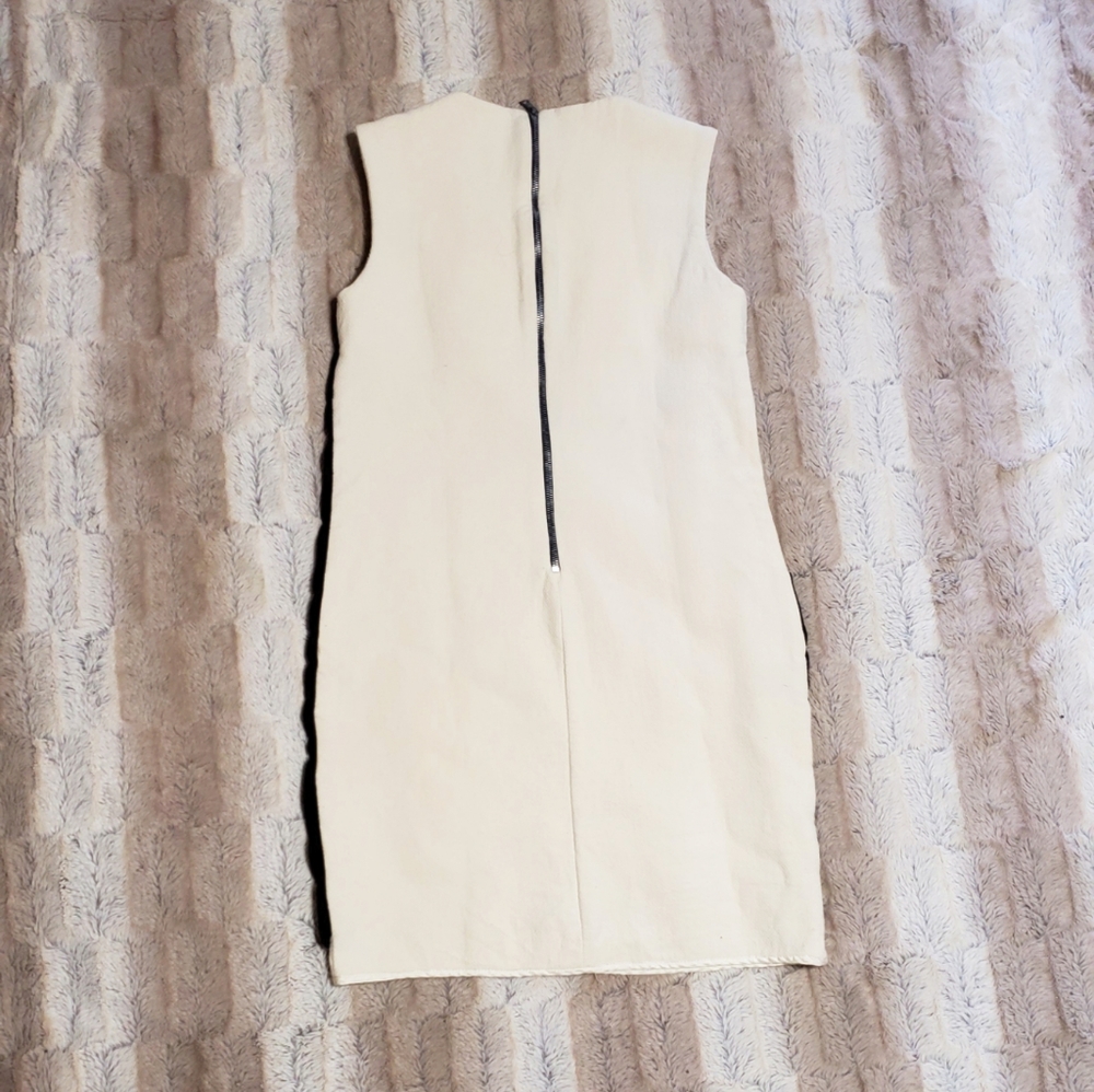 CLOTILDE CHAPTER CREAM AND‎ BLACK SASH V NECK WOOL DRESS..SIZE 36 - Picture 5 of 9